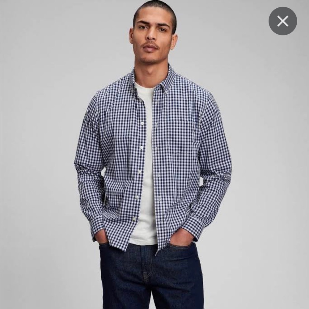 NWT J Crew flex washed blue gingham button down shirt